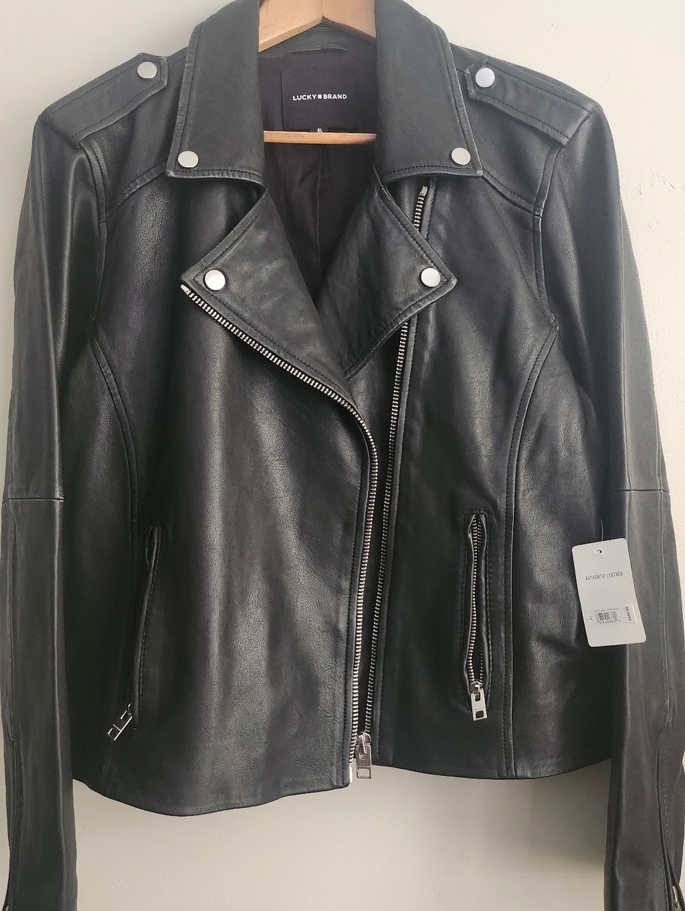 Lucky Brand Black Leather Asymmetrical Moto Jacket